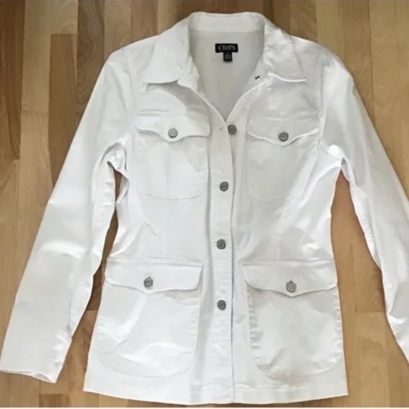 CHAPS White Stretch Denim Jacket - Picture 3 of 7